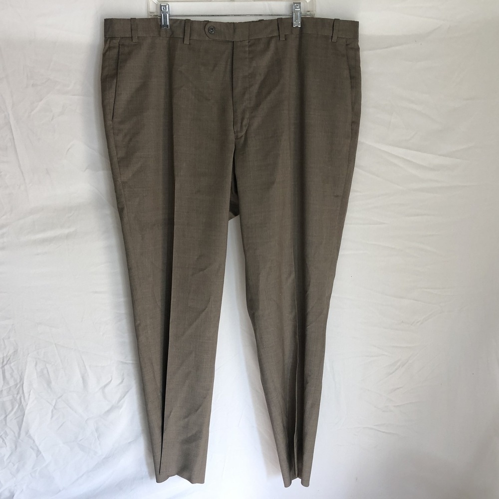 Peter Millar Dress Pants Mens 43x30 Brown Wool Stretch Flat Front Made Canada